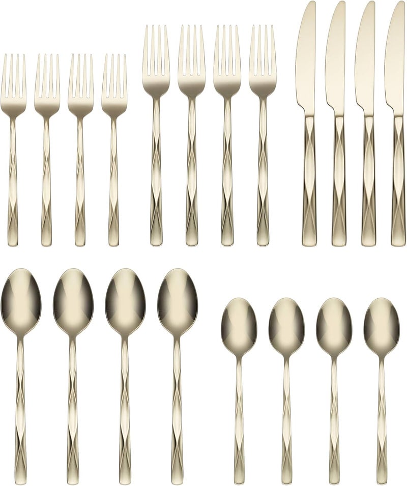 Cambridge Ayden Champagne Mirror Piece Flatware Set 20 Count Metallic - Image 2