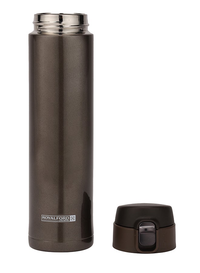 Royalford 520 ML / 17.6oz Stainless Steel Vacuum Water Bottle- RF11246| High-Quality Vacuum Insulation Preserves the Flavor and Freshness Brown - Image 2