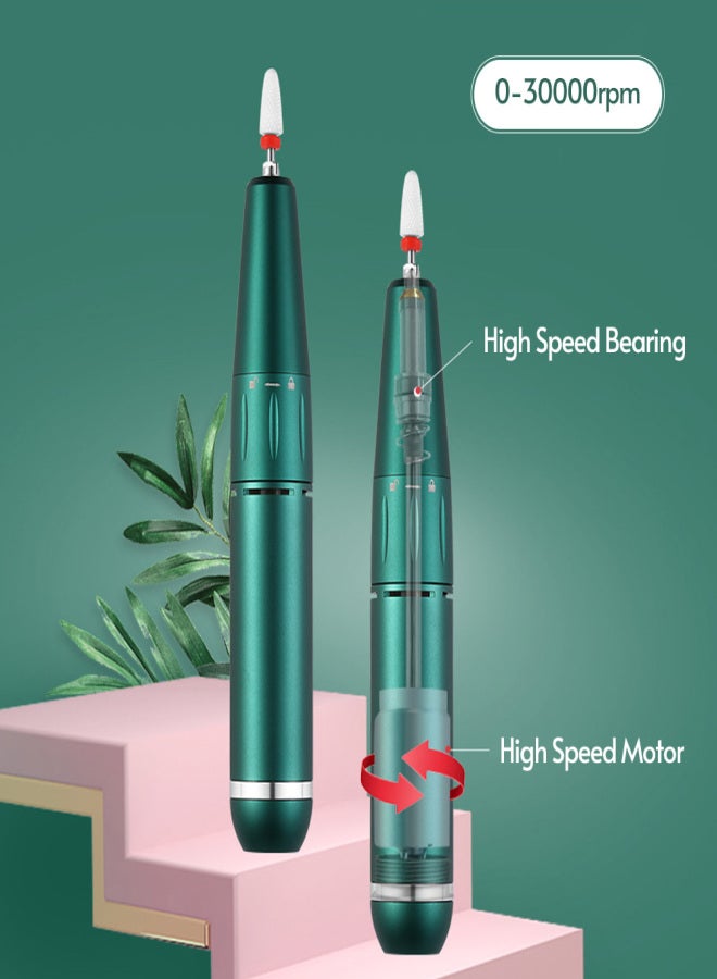 Portable Electric Nail Drill Machine for Acrylic Nails Manicure Pedicure Polishing Shape Tools with 30000RPM High Speed LED Display Screen Silver - Image 2