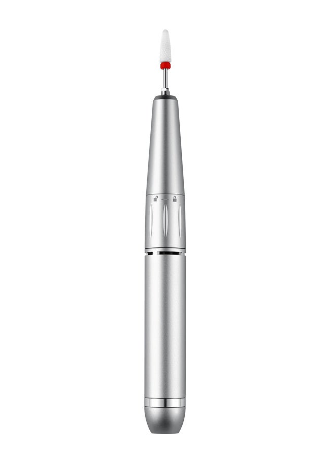 Portable Electric Nail Drill Machine for Acrylic Nails Manicure Pedicure Polishing Shape Tools with 30000RPM High Speed LED Display Screen Silver - Image 1
