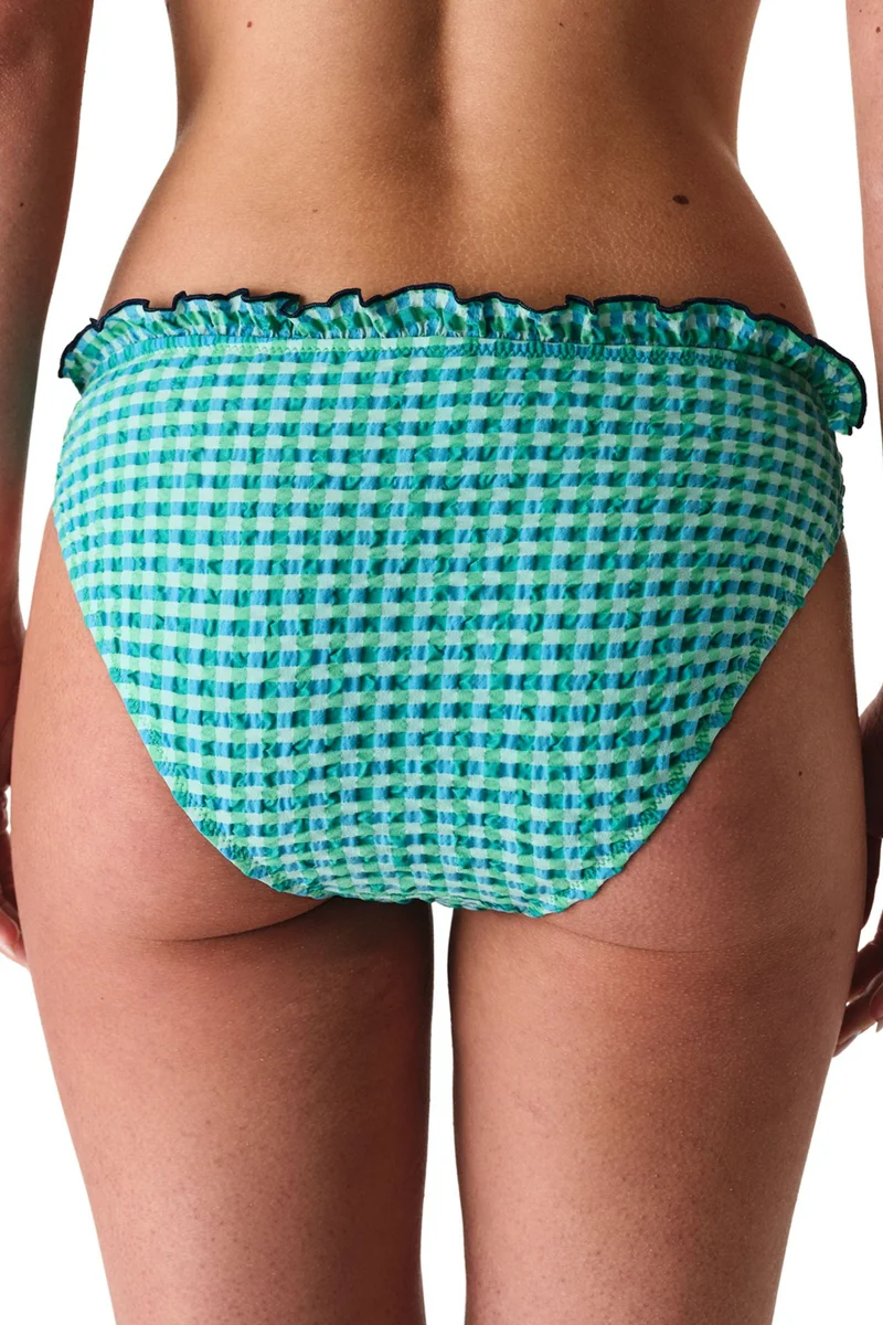 بنتي PENTI Slainie Gingham Ruffled Mid Waist Bikini Bottom