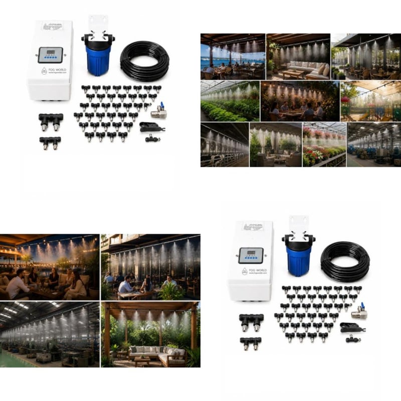 Outdoor Fog Misting System - 30 Spray Beads - 30 Meters Li - Supports Up to 60 Sprinklers - with Smart Timer - Image 1
