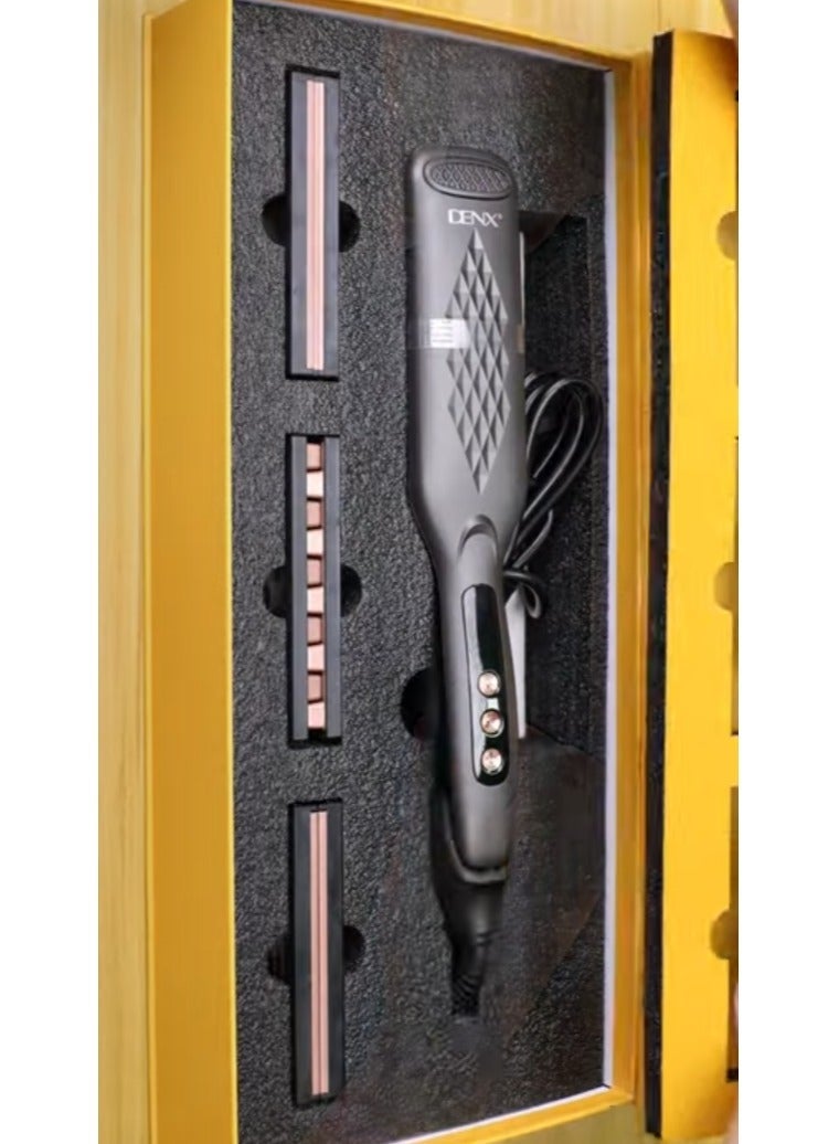 Denx 4in1 Hair Styling Tool with Four Interchangeable Ceramic Plates Adjustable Temperature Hair Straightener for Salon and Home Use - Image 3