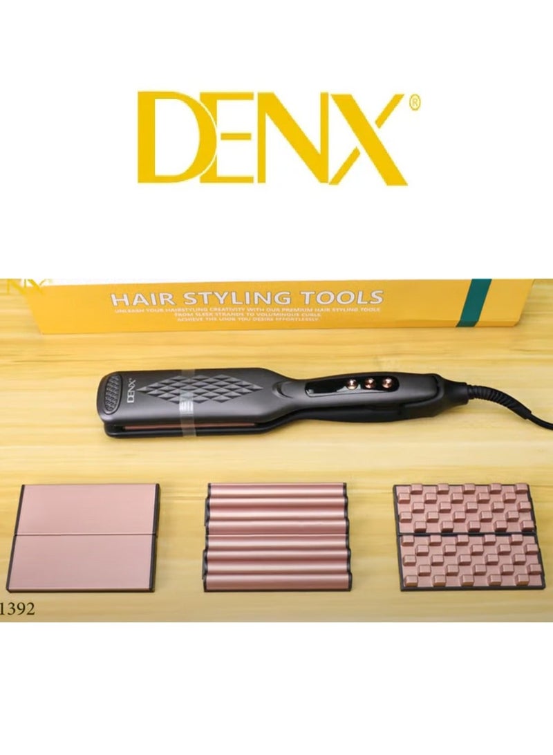 Denx 4in1 Hair Styling Tool with Four Interchangeable Ceramic Plates Adjustable Temperature Hair Straightener for Salon and Home Use - Image 2