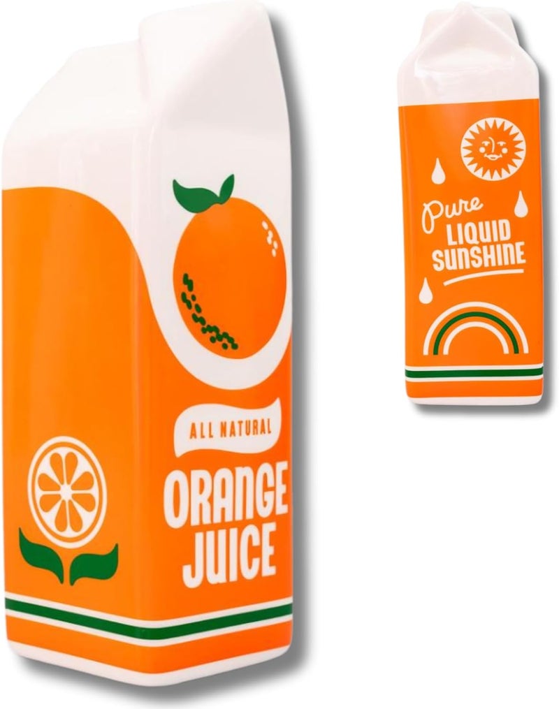Bando Vintage Inspired Orange Juice Vase, The Original Rise and Shine Decorative Ceramic Vase, OJ Carton, Retro/Unique/Eclectic/Novelty Accent for Home/Kitchen/Office, Orange Juice - Image 1