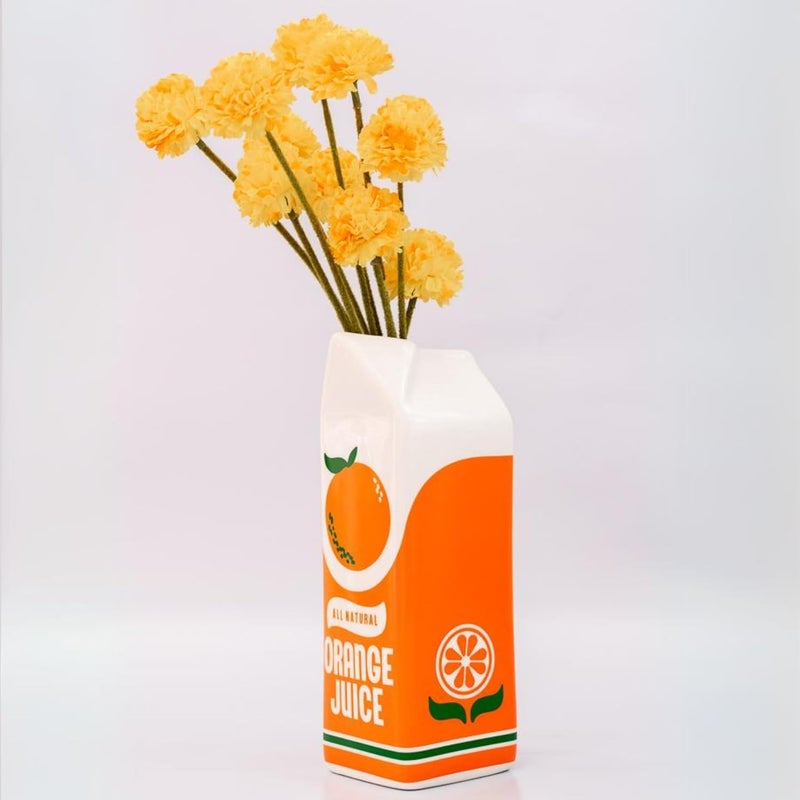 Bando Vintage Inspired Orange Juice Vase, The Original Rise and Shine Decorative Ceramic Vase, OJ Carton, Retro/Unique/Eclectic/Novelty Accent for Home/Kitchen/Office, Orange Juice - Image 2