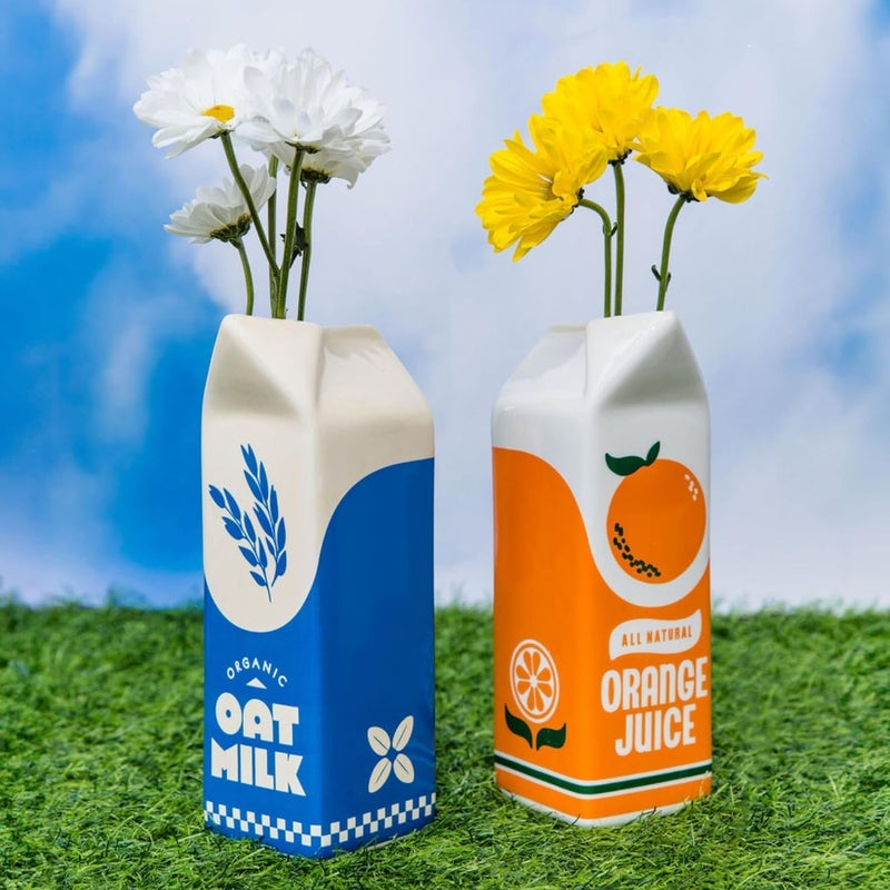 Bando Vintage Inspired Orange Juice Vase, The Original Rise and Shine Decorative Ceramic Vase, OJ Carton, Retro/Unique/Eclectic/Novelty Accent for Home/Kitchen/Office, Orange Juice - Image 4