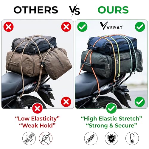 VERAT Multicolour, 2 Pcs High Strength Stretchable Elastic Rope/Bungee Cord - Versatile for Hanging Clothes, Tying Behind Bikes, etc. (2m + Expandable) - Image 5