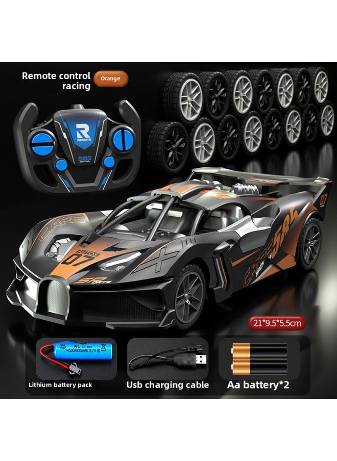 Children's Toy Rc Car 27mhz Frequency High-speed Driving Ability-Color:Small [Orange] Sports Car-Proportion:# Two Battery#  - Image 1