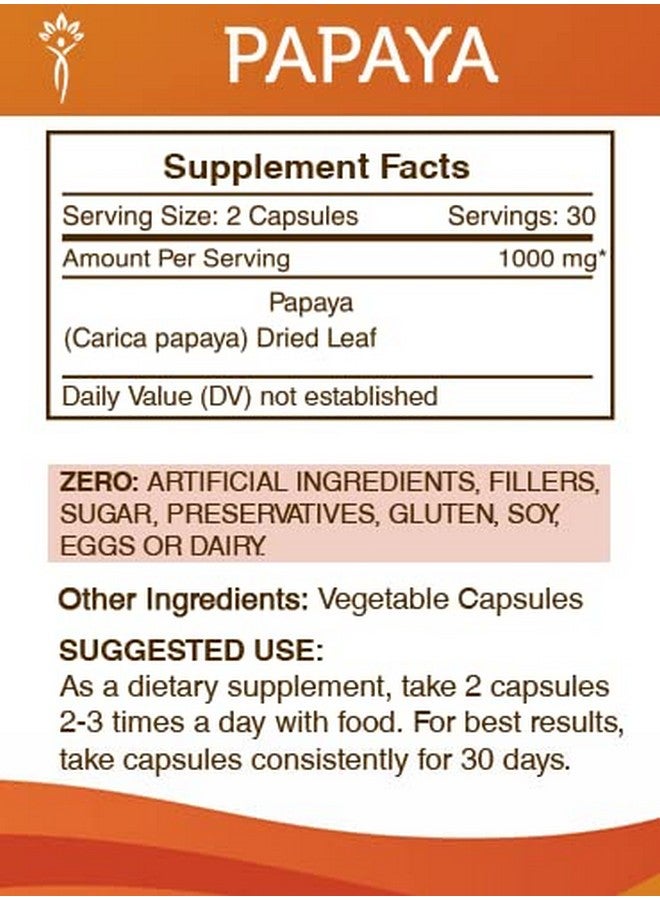Secrets of the Tribe Secrets of the Tribe Papaya 60 Capsules, 1000 mg, Papaya (Carica Papaya) Dried Leaf (60 Capsules) - Image 3