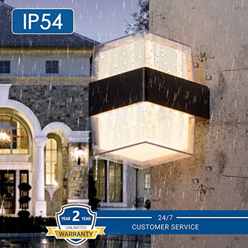 CITRA M927 LED 14W Waterproof Acrylic Outdoor Up and Down Wall Sconce Light Fixtures (Warm White, Black) - Image 2