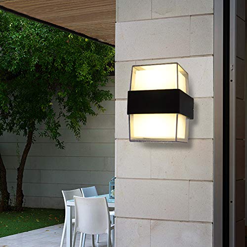 CITRA M927 LED 14W Waterproof Acrylic Outdoor Up and Down Wall Sconce Light Fixtures (Warm White, Black) - Image 1