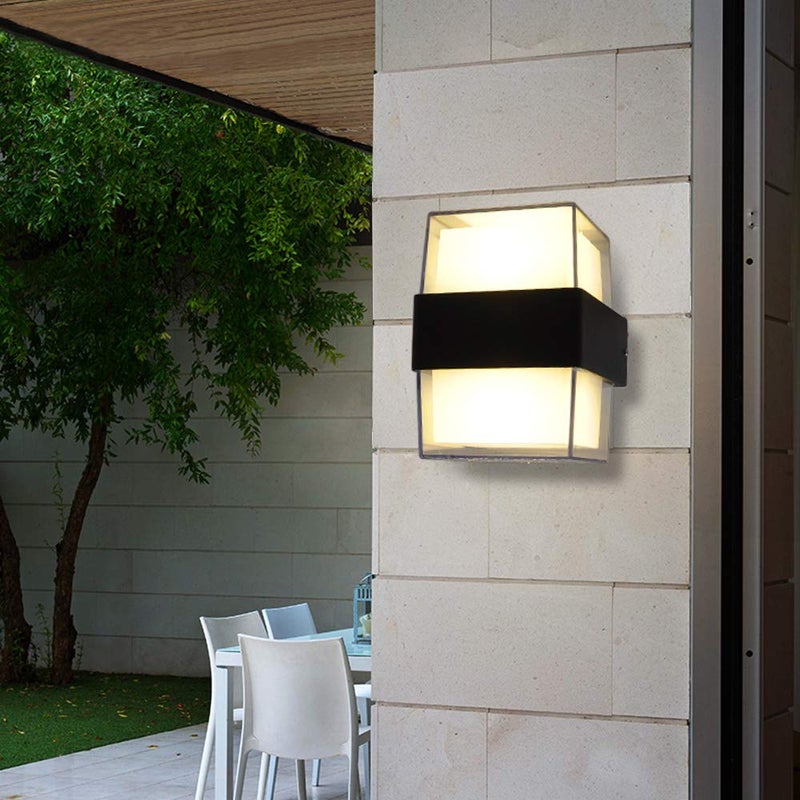 CITRA M927 LED 14W Waterproof Acrylic Outdoor Up and Down Wall Sconce Light Fixtures (Warm White, Black) - Image 5