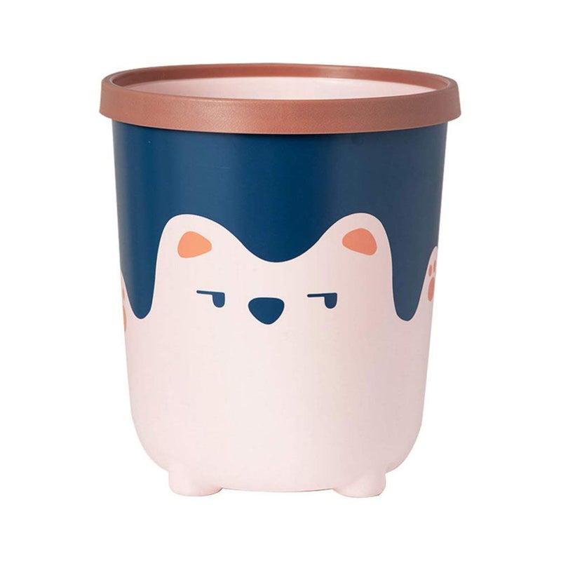 woobles Trash Can Plastic Garbage Can Cute Round Wastebasket Trash Bin Waste Container for Home Kitchen Bathroom Office Pink Blue Pink Blue - Image 1