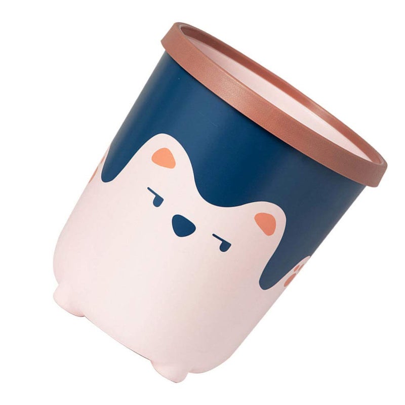 woobles Trash Can Plastic Garbage Can Cute Round Wastebasket Trash Bin Waste Container for Home Kitchen Bathroom Office Pink Blue Pink Blue - Image 2