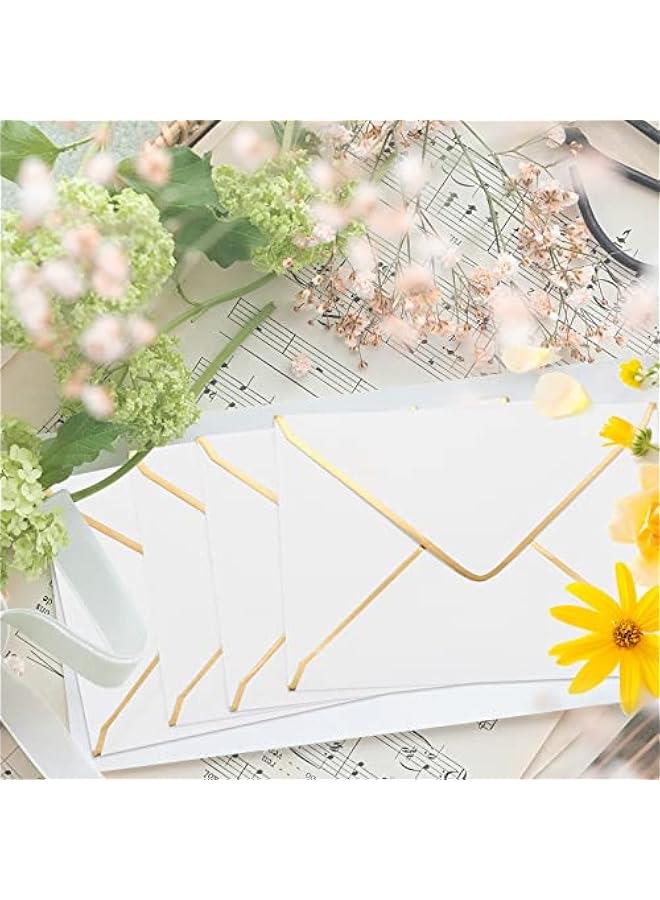 50 Pack, Envelopes Card Envelopes Self-Adhesive V Flap with Gold Border for Office, Wedding Gift Cards, Invitations, Graduation, Baby Shower, Parties (White) - Image 3