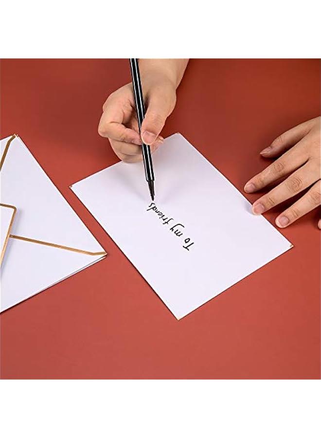 50 Pack, Envelopes Card Envelopes Self-Adhesive V Flap with Gold Border for Office, Wedding Gift Cards, Invitations, Graduation, Baby Shower, Parties (White) - Image 2