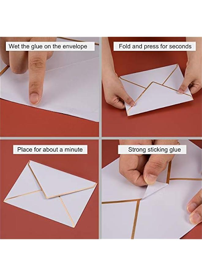 50 Pack, Envelopes Card Envelopes Self-Adhesive V Flap with Gold Border for Office, Wedding Gift Cards, Invitations, Graduation, Baby Shower, Parties (White) - Image 5