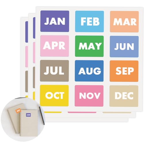 Hodmopli 600 Pcs Month Stickers 12 Months of The Year Color Coding Label Stickers 1 x 0.75 Inch Rectangle Month Labels Self Adhesive Stickers 12 Labels Per Sheet Multi Colors (50 Sheets) - Image 1