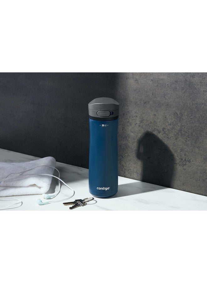 كونتيجو جاكسون تشيل 2.0، زجاجة مياه معزولة بالفراغ من الفولاذ المقاوم للصدأ مع غطاء محكم، مقاومة للتسرب، مناسبة للسفر، سعة 20 أونصة، لون التوت الأزرق، تحافظ على برودة المشروبات لمدة 12 ساعة - Image 4