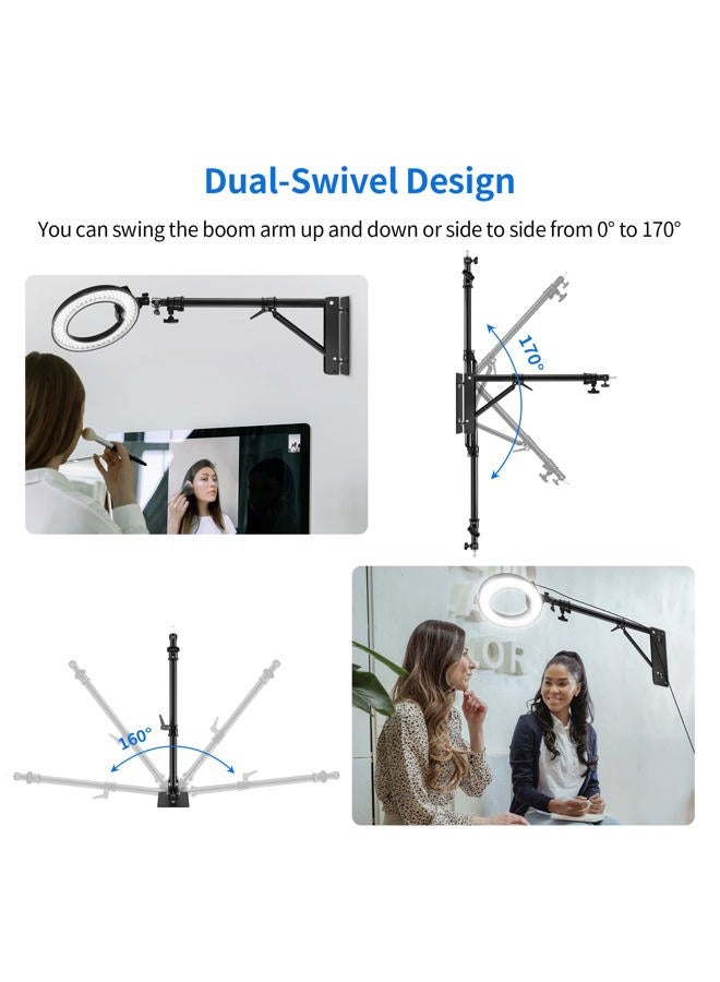 Selens Meking Wall Camera Mount with Triangle Base, Adjustable Boom Arm Up to 6ft for Photography Studio Video Strobe Flash, Ring Light, Softbox, Umbrella Reflector and Other Equipment - Image 3
