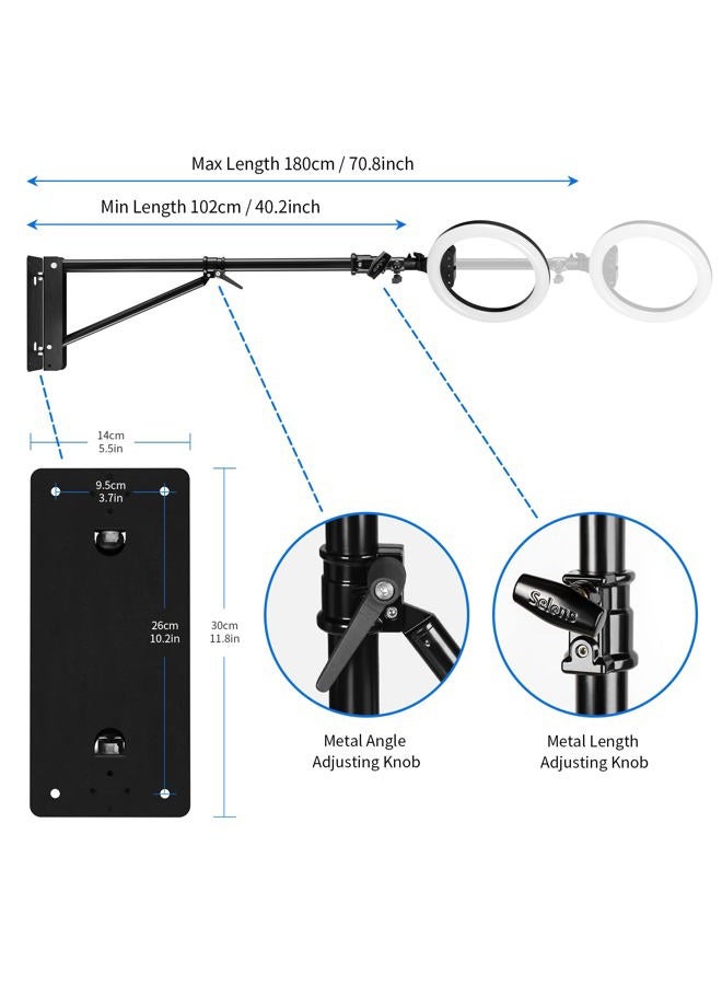 Selens Meking Wall Camera Mount with Triangle Base, Adjustable Boom Arm Up to 6ft for Photography Studio Video Strobe Flash, Ring Light, Softbox, Umbrella Reflector and Other Equipment - Image 5