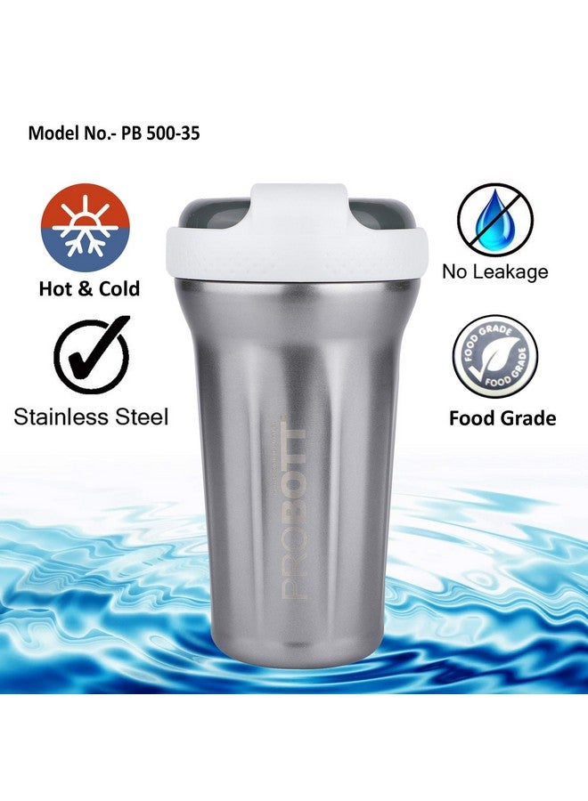 PROBOTT Thermosteel Elegant Shaker For Protein Shake Gym Each 500Ml -(Pack Of 2) (Silver)  - Image 4