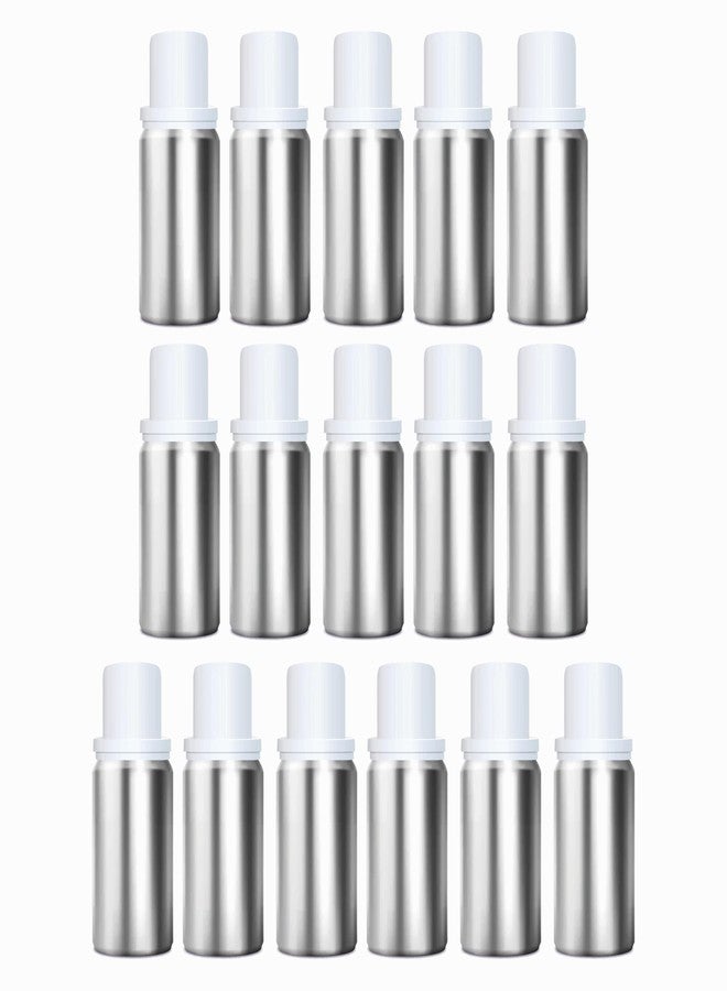 زجاجة ألومنيوم متعددة الأغراض فارغة مزودة بفوهة تقطير وغطاء داخلي للزيوت العطرية ومزيج الزيوت وعبوة تخزين السوائل التجميلية - 15 مل (عبوة من 16 زجاجة)