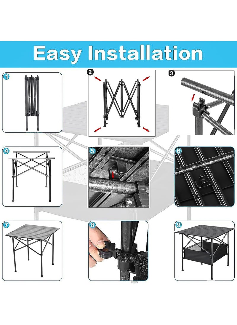 Foldable Table, Folding Camping Table, Roll-Top Table w/Mesh Bag, Roll-up Table with Mesh Storage Organizer and Carry Bag, Folding Beach Table for Camping, Beach, Picnic, BBQ - pzsku/Z7ED6E8A495D9D4209003Z/45/_/1721265699/cc8a3c31-6bc7-4a34-a8de-1ad16059fff5