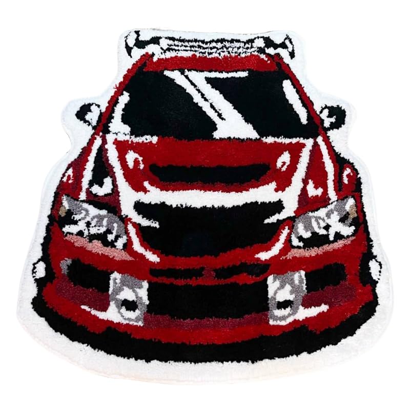LAKEA Red Racing Car Shaped Tufting Rug Bathroom Bathmat Foot Pad Bath Mat Doormat Aesthetic Home Room Warm Decor Bedroom Rug (29.9X28.7 inch) - Image 1