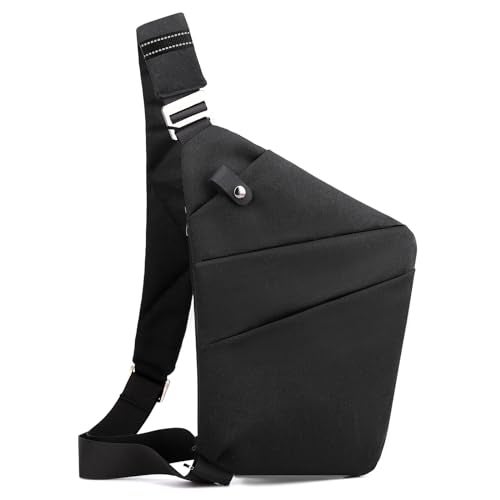BIRDDIE Anti Theft Travel Bag One Shoulder Large Capacity Crossbody Bag Chest Fashion Lightweight Sling Bags for Travel Sports Left Shoulder Black - Image 1