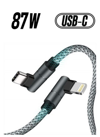 USB C to Lightning Cable 6ft [Apple MFi Certified] PD Fast iPhone 12 Charging Cable 90 Degree Type C Charger Cord Compatible with iPhone12/12 Mini/12 Pro/11 Pro Max/X/XS/XR/8, iPad 8th(Gray) - pzsku/Z7ED6FFCA863300F879E5Z/45/_/1738234044/65b68066-5250-4de9-b757-a9345952bc93