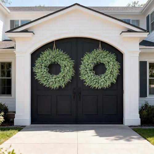 YXZZWL 32'' Eucalyptus Wreath for Front Door - Large Artificial Eucalyptus Leaves with White Seeds Greenery Outdoor Wreath for Porch,Window,Farmhouse,Home,Hanging Decor- Spring, Summer, All Seasons (Green) ﻿ - Image 4