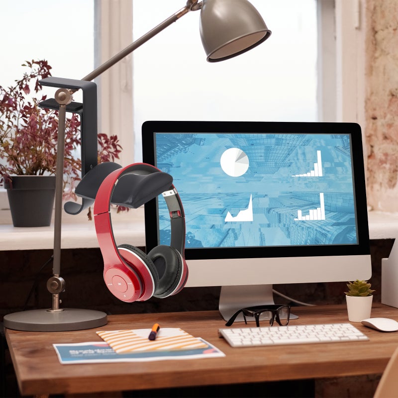 Headphone Stand Adjustable Clip On Headset Holder Under Desk Headphone Hanger - Image 3
