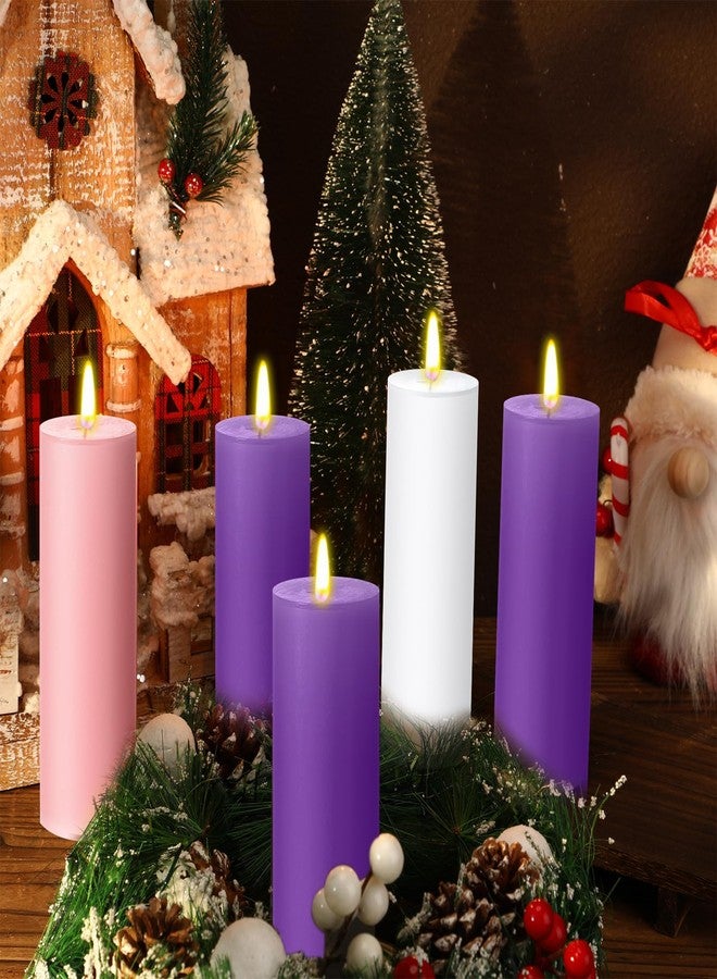 Cindeer 2 x 6 Inch Advent Candles Set of 5 Christmas Pillar Scented Advent Candle for Advent Wreaths Candle Holder Advent Votive Purple Pink Candles for Advent Seasonal Celebration Home Church - Image 3