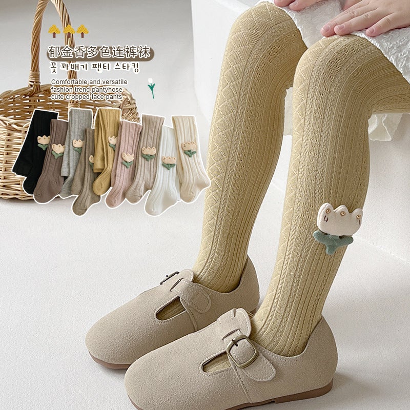 Manufacturer Children'S Pantyhose Girls' Leggings Twist Striped Embroidered Tulip Baby Pantyhose - Image 3