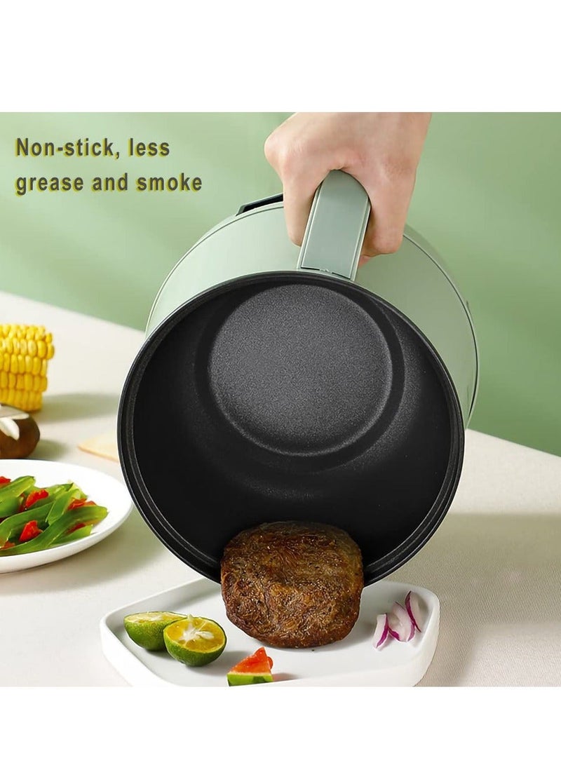 Multifunction Electric Hot Pot with Stainless Steel Steamer 1.7L Portable Non Stick Electric Pot Frying Pan 6.8 Inch Boil Dry Protection Dual Power Control with Silicone Spatula Included - Image 5