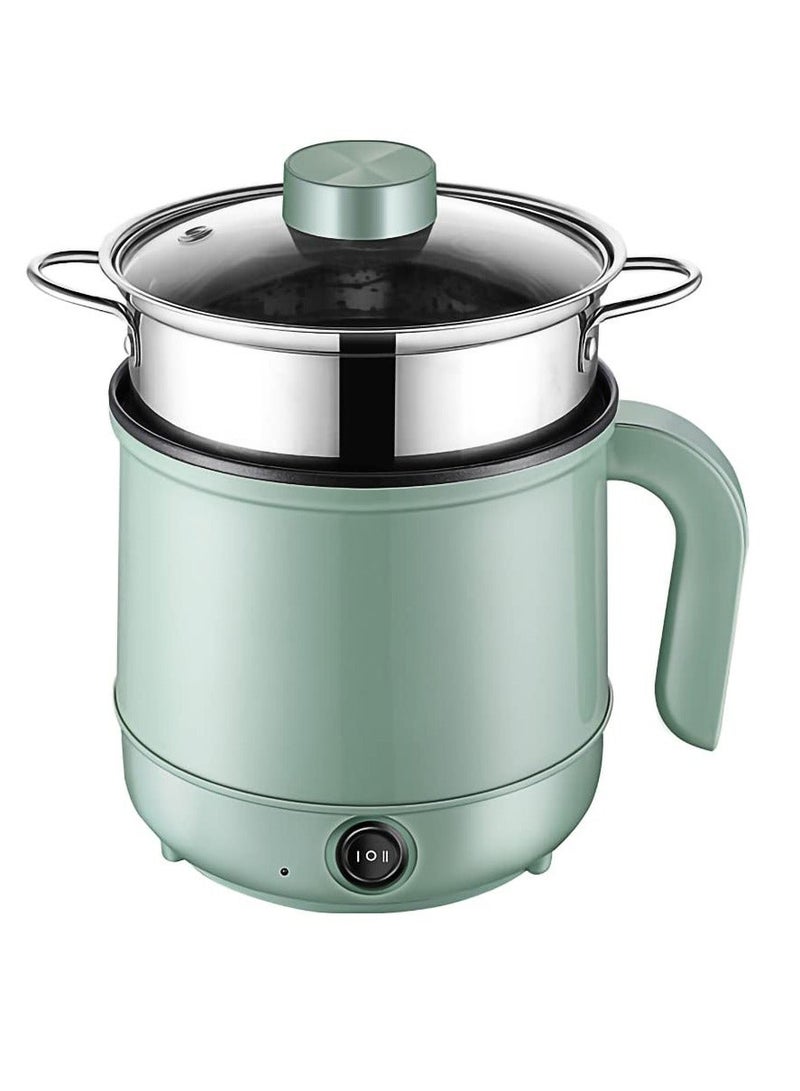 Multifunction Electric Hot Pot with Stainless Steel Steamer 1.7L Portable Non Stick Electric Pot Frying Pan 6.8 Inch Boil Dry Protection Dual Power Control with Silicone Spatula Included - Image 1
