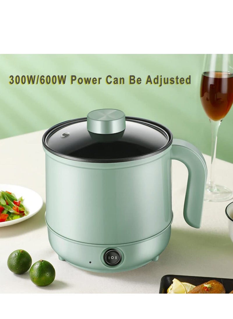 Multifunction Electric Hot Pot with Stainless Steel Steamer 1.7L Portable Non Stick Electric Pot Frying Pan 6.8 Inch Boil Dry Protection Dual Power Control with Silicone Spatula Included - Image 4