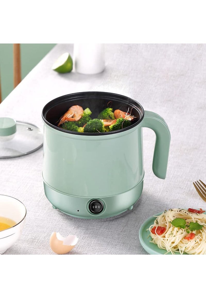Multifunction Electric Hot Pot with Stainless Steel Steamer 1.7L Portable Non Stick Electric Pot Frying Pan 6.8 Inch Boil Dry Protection Dual Power Control with Silicone Spatula Included - Image 2