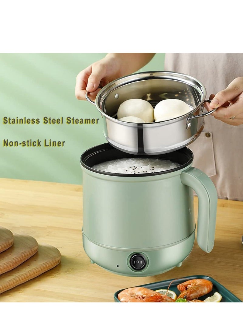 Multifunction Electric Hot Pot with Stainless Steel Steamer 1.7L Portable Non Stick Electric Pot Frying Pan 6.8 Inch Boil Dry Protection Dual Power Control with Silicone Spatula Included - Image 3