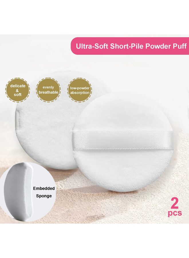 3 Pcs Large Body Powder Puff and Container Powder Container with Puff Crystal Case Soft Washable Reusable Velour Face Body Glitter Wet Dry Makeup(Butterfly, Purple) - Image 4