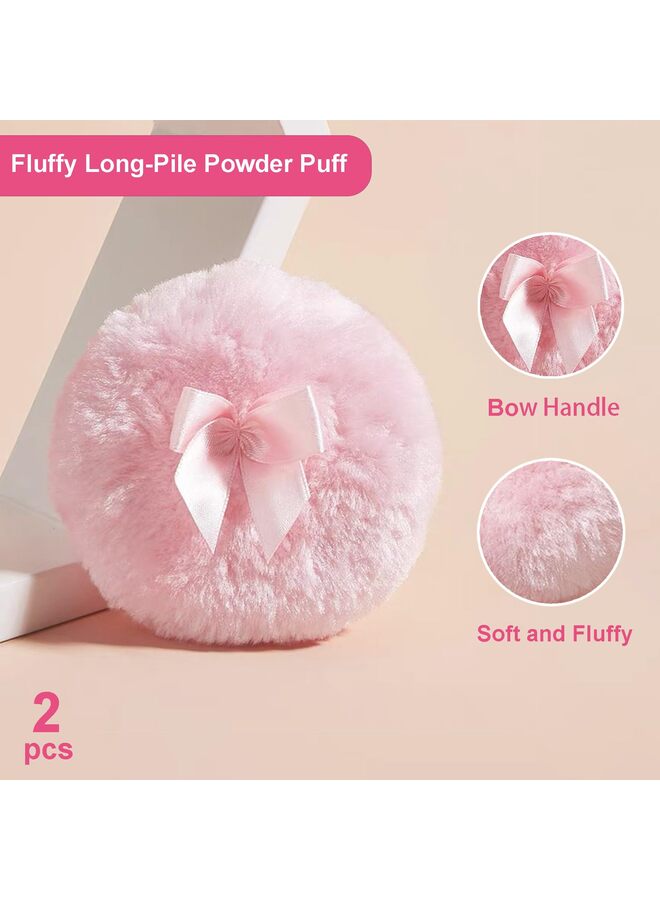 3 Pcs Large Body Powder Puff and Container Powder Container with Puff Crystal Case Soft Washable Reusable Velour Face Body Glitter Wet Dry Makeup(Butterfly, Purple) - Image 3