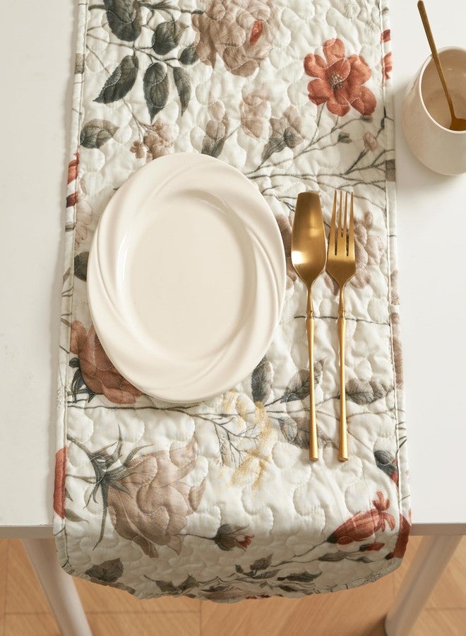 DaDa Bedding Collection Enchanted Meadow Reversible Dinner Table Runner - Floral Elegance in Beige, Rose, and Soft Olive Green, Premium Soft Microfiber Quilted Table Runner (13" x 72") - Image 3