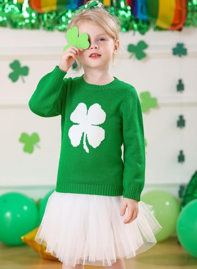 BesserBay كنزة صوفية محبوكة للجنسين بنقشة البرسيم الأخضر (Clover Shamrock) باللون الأخضر، مناسبة للأطفال من عمر 4 سنوات. - Image 4