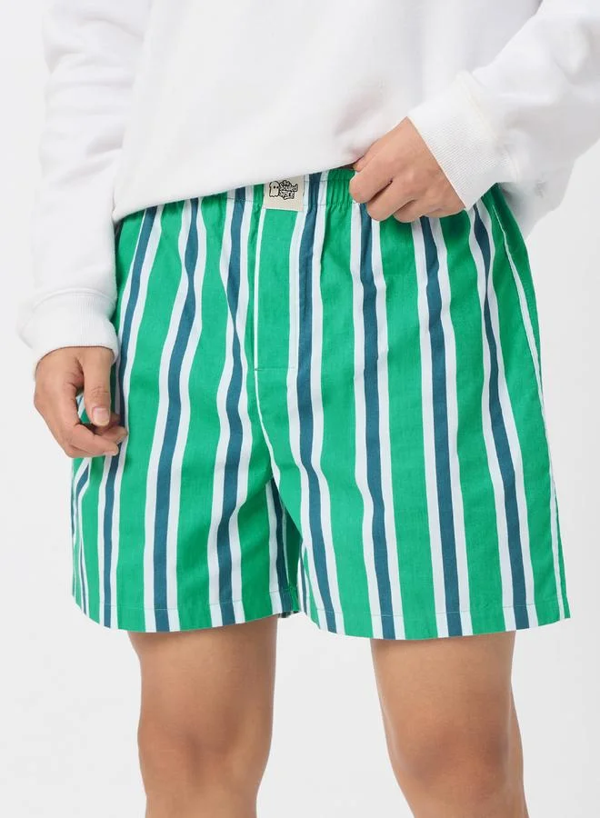 The Souled Store Men Green Striped Boxer Shorts