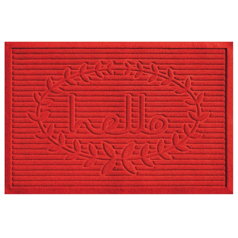 Calloway Mills 103142436 Poly Hello Indoor/Outdoor Mat, 24" x 36", Red - Image 1