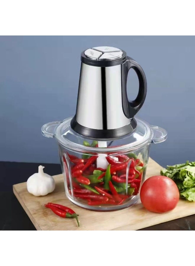 Silver Crest Pro Electric Meat Grinder 3000W, 3.8L Stainless Steel Bowl, 2-in-1 Food Chopper, Powerful Kitchen Processor with Safety Interlock and Multiple Blades for Meat Vegetables Fruits - Image 2