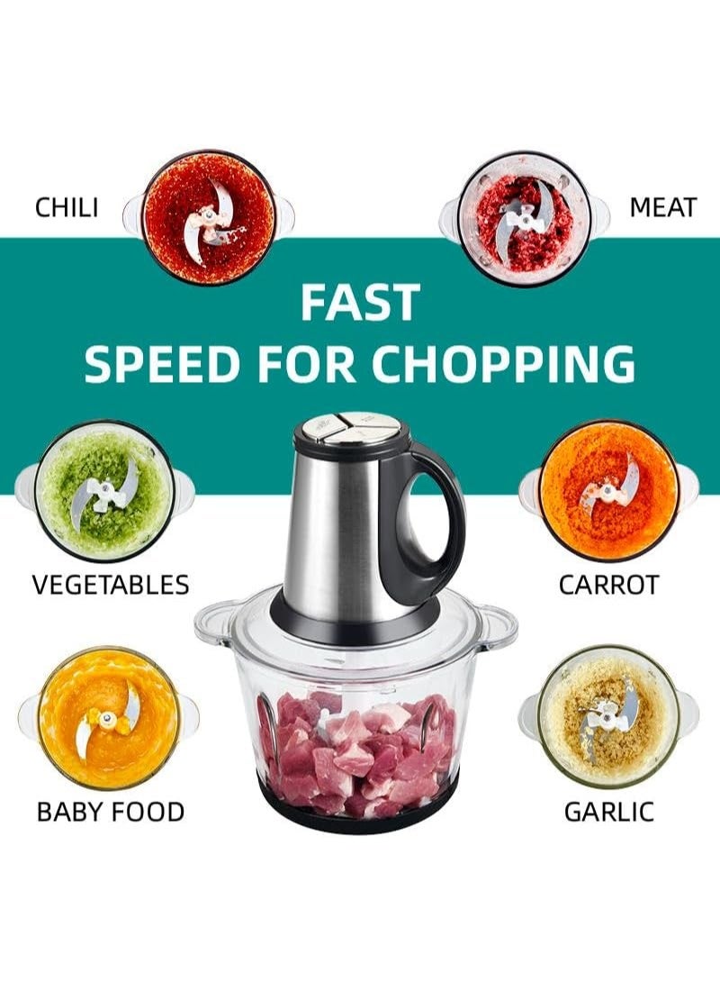 Silver Crest Pro Electric Meat Grinder 3000W, 3.8L Stainless Steel Bowl, 2-in-1 Food Chopper, Powerful Kitchen Processor with Safety Interlock and Multiple Blades for Meat Vegetables Fruits - Image 5