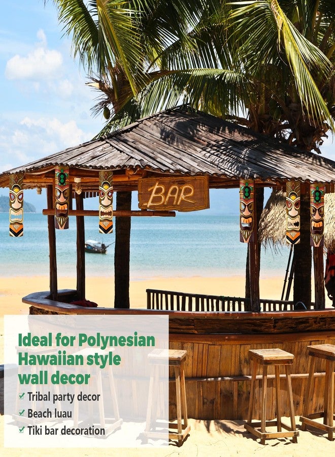 Seenelling Set of 2 Tiki Mask Wood Wall Hanging Decor, 15.75 Inch Hand Carved African Mask Tiki Bar Accessories Tribal Beach Party Luau Decorations, Sun, Turtle - Image 5